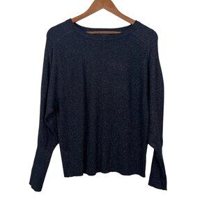 Express Sweater Womens Large Black Pink Metallic‎ Ribbed Knit Balloon Sleeve NEW